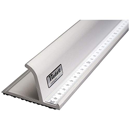 Victor Bar Schneidelineal 100cm aus Aluminium Profi-Ausführung rutschsicher - Metall Lineal - Aluminium Lineal- Schneidelineal mit Stahlkante - Stahll