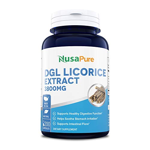 DGL Licorice Extract 500 mg 200 Veggie Capsules (Vegan,NonGMO & Gluten