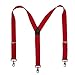 CTM Men's Elastic Solid Color Suspender with Metal Swivel Hook Clip End, Black