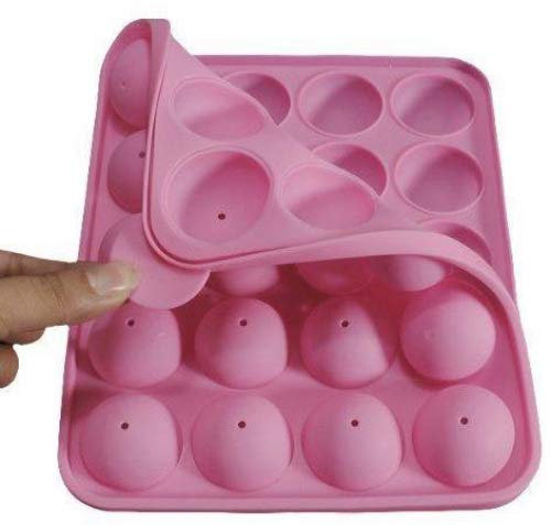 Eruner [Cake Pop Molds] 20 Round Shapes Silicone Lollipop Mold Tray Pop Cake Stick Mould for Party Holidays Cupcake Baking (Pink) - Thumbnail 6