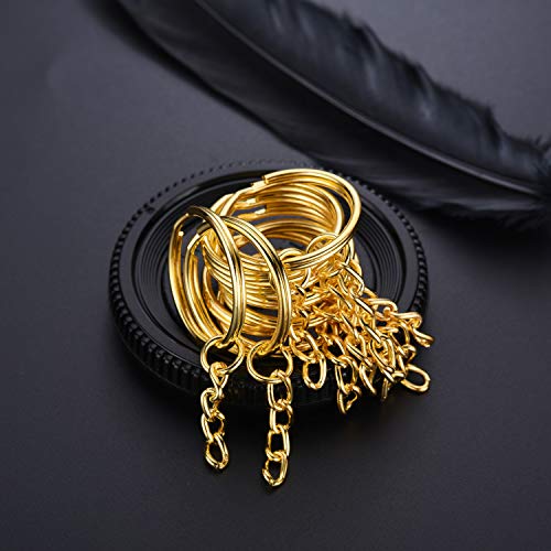 JEWMAY 100Pcs Split Key Chain Rings with Chain and Jump Rings Bulk for Crafts Supplies 1 Inch - Gold Color - Thumbnail 4