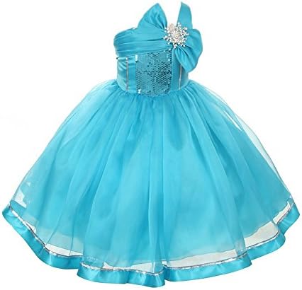 Big Girls Turquoise Sequin Satin Organza Special Occasion Dress 8