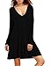 Haola Women's Basic Long Sleeve Casual Loose Deep V Neck T-Shirt Dress