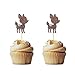 Morndew 24 PCS Brown Glitter Baby Deer Fawn Cupcake Toppers for Baby Shower Wedding Party Woodland Birthday Party Decorations