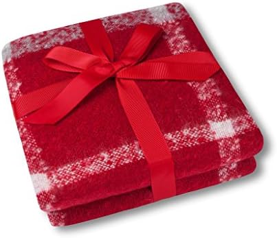 Christmas decorations Soft Lap Plaid Throw Blanket-Soo Angeles 100% Acrylic Woven Yarn Dyed Fringed Plaid Throw Blanket Bed Blankets Bedspread Soft Cozy Blanket Rococco Red PLAID 50" W x 67" L