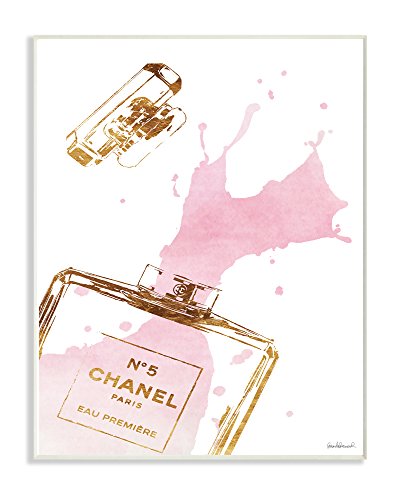 Stupell Industries Glam Perfume Bottle Splash Pink Gold Wall Plaque Art, Proudly Made in USA