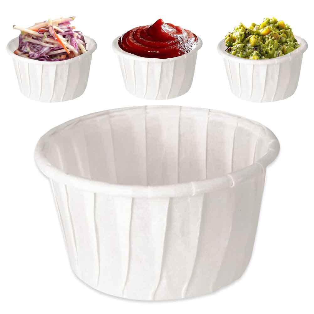 CafeTEq Paper Sauce Pots Portion Pot Ramekin Soufflé Dips Containers Disposable Round Deli 2oz (Pack of 500) (2oz)