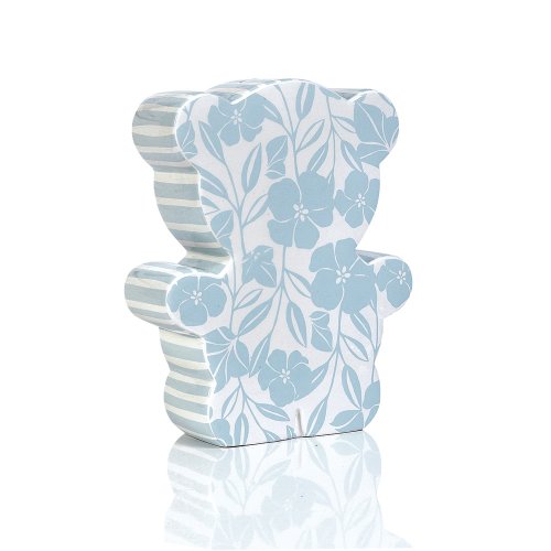 Elegant Baby Nest Collection Bear Shaped Bank in Blue Ceramic Bear