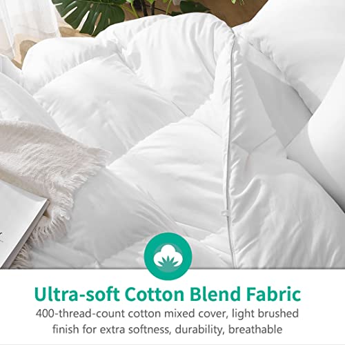 APSMILE All Season Down Feather Fibers Comforter King Down Feather Fibers Duvet, Ultra-Soft Hotel Collection, 39oz Down Feathers Fiber Medium Warmth Year-Round Duvet Insert (King, 106x90, White)