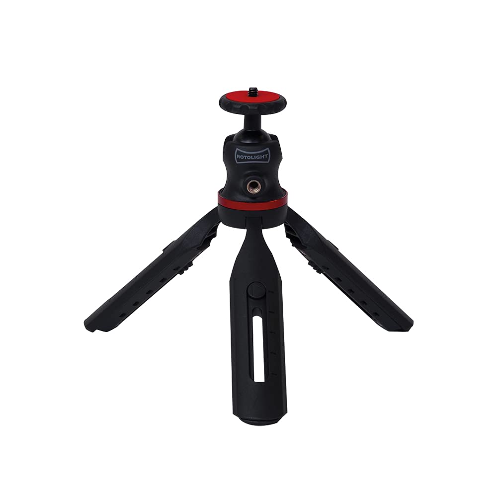 Rotolight Rotopod Adjustable Mini Tripod for NEO 1, NEO 2, RL48 and Mirrorless Compact Camera, Desk/Table Top Adjustable Tripod - Black/Red