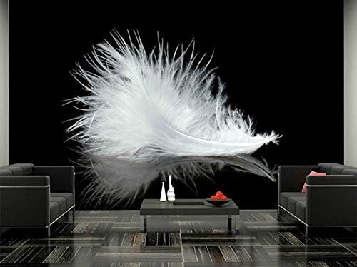 White Feather Wallpaper Murals for Sofa Background Living Room Wall Mural Wallcovering Photo Murals (W)200*(H)140cm A