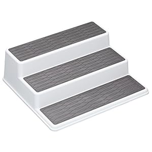 Copco Basics 3-Tier Spice Rack for Inside Cupboard, Non-Slip Kitchen Shelf Organiser, 26 x 23 x 8.5cm, White/Grey