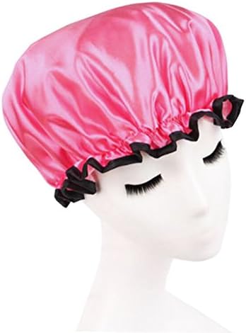 dolly2u Elegant Double Layer Waterproof Elastic Shower Cap Bath Spa Caps - 06