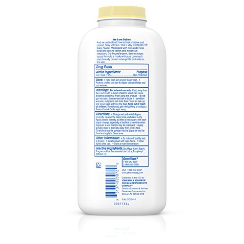 Johnson's Pure Cornstarch Baby Powder Medicated Zinc Oxide, 15 Oz (Pack