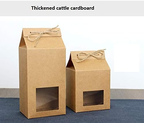 Ranggrgt Kraft Paper Bags/Boxes Paper Brown Stand Up Window for DIY Craft Supply/Gift/Jewelry/Food/Candy Packing Bags Wedding Decoration 18x10cm