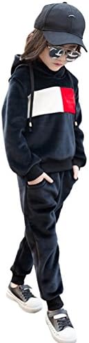 Rexury Girl’s Hoodie and Pants Set Velour Sweatsuit Tracksuit 2 Piece Set