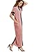 Verdusa Women's Summer Short Sleeve Color Block Pocket Shift Long Maxi Dress Pink L