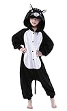 Newcosplay Children Unisex Pajamas Kids Animal Costume Cosplay Sleeping Wear (125, Black cat)