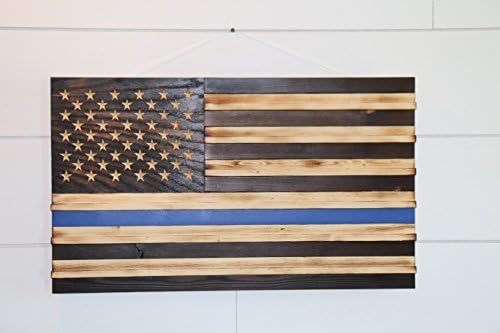 RyMar Custom Creations Extra Large Black and white Rustic American Flag Challenge Coin Display Thin Blue Line