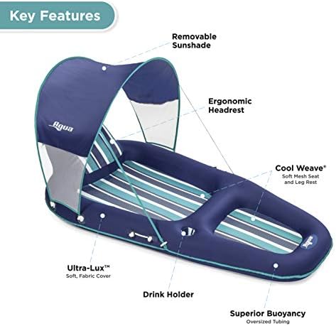 Inflatable aqua lounge pool float with valve, priced at $69.99.