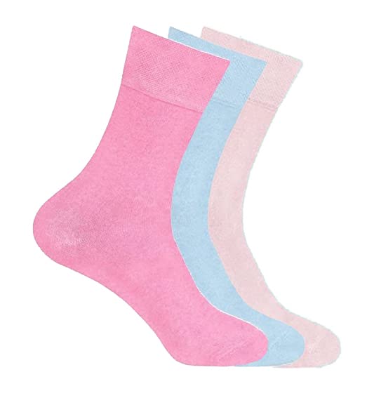 ZRWASKA® Women's Diabetic Socks Oedema friendly Wide Honey Comb top soft cuff Ankle Non-Elastic for Swollen feet Legs Non-Binding Circulatory Sock 3 Pack Size 4-7 (Pastel Colours (3 Pairs))