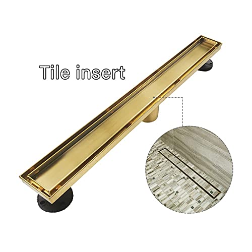 Neodrain Brushed Brass 24Inch Linear Shower Drain With 2in1 Flat