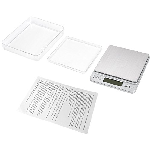 NEXT-SHINE Digital Kitchen Scale 500 x 0.01 Gram, Pocket Size with PCS Tare Switch Weighing Units Function, Stainless Steel Platform