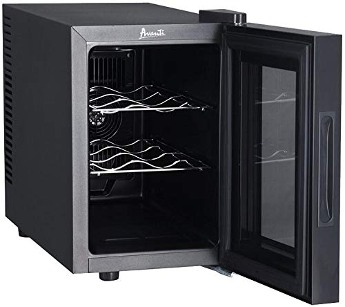 Avanti-EWC6C1B-10-Wine-Cooler-with-6-Bottle-Capacity-Thermoelectric-Cooling-System-Slide-Out-Shelves-and-LED-Lighting-in-Black