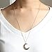LAONATO Crescent Moon and Black CZ Necklace, 25 inches (Gold)