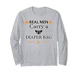 Unisex Funny New Macho Dad Long Sleeve Fun Dad Diaper Tee Large Heather Grey
