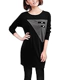 Allegra K Women's Long Dolman Sleeves Pockets Decor Loose Top Shirt Black XS