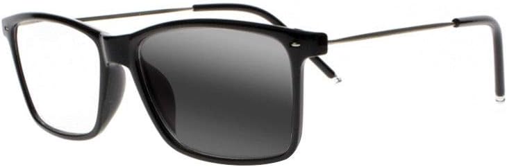 Black Mens Simple Rivets Bifocal Transition Photochromic Reading Glasses UV400 Sun Readers