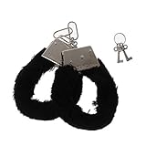 a-YUEYUE Stylish Charm Fluffy Hand Cuffs, Soft Handcuffs with Lock Keys for Couples - Black