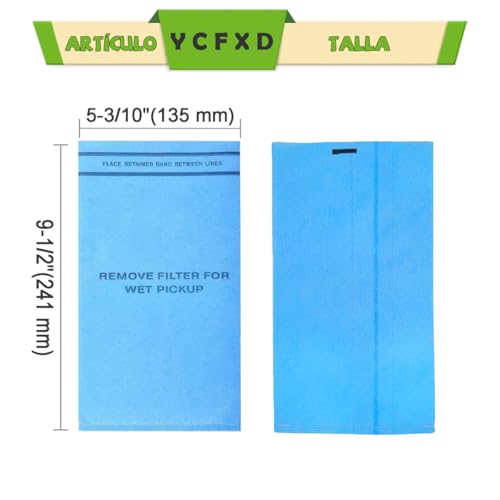 Filtro Para Aspiradora, Compatible con Koblenz Mod 45-0389-2,WS01025F2,artesano 9-38737,VF2000. Wet/Dry Bolsas para Aspiradora Lavable, Ocho bolsas filtrantes más cuatro correas y un cepillo.