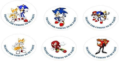 Uniquedesignz Kids Party Character Sonic Mix Stickers 70 Labels to put on favour party bags Sweet cones Non Personalised By (009)