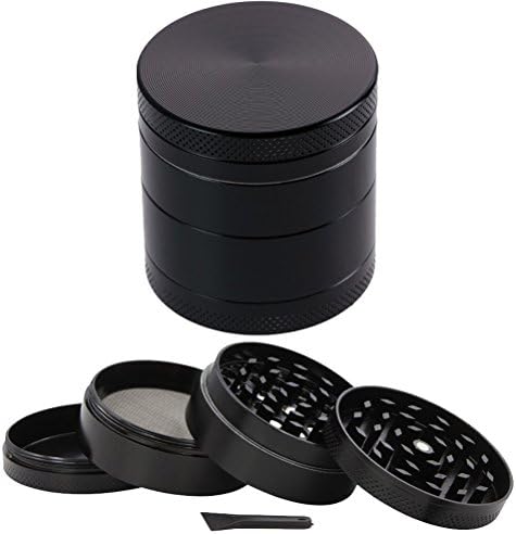 Pollen / Spice Grinder/ Herb Grinder/ with Sifter and Magnetic Top Zinc Alloy Grinder 55x45mm (Black) By ZMZ