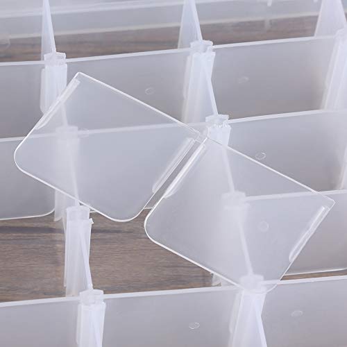 Neufday 36 Grids Clear Plastic Jewelry Box Organizer Storage Container with Adjustable Dividers