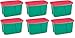 Homz Holiday Plastic Storage Tote Box, 32 Gallon, Greed With Red Lid, Stackable