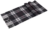 ANDORRA Men's 100% Cashmere Scarf w/ Gift Blue Box, Charcoal/White Plaid