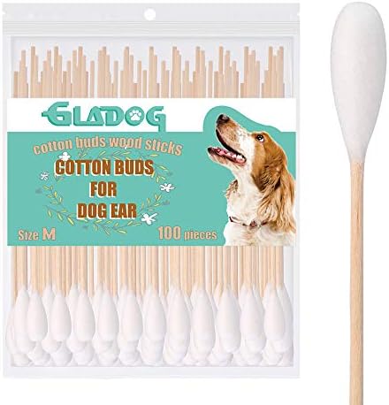 GLADOG 6 Inch Professional Big Cotton Buds for Dogs (Medium Size), Specially Designed Dog Cotton Buds with Durable Bamboo Handle