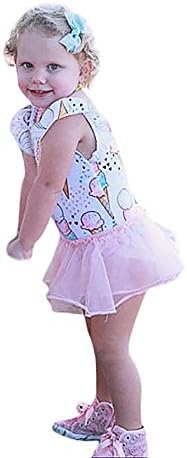Carolui Newborn Infant Baby Girls Playsuit Cartoon Ice Cream Print Summer Romper Ruffles Outfit