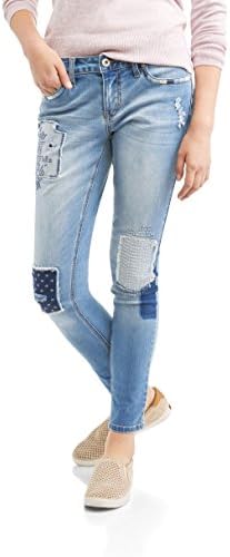 Zanadi Women's Skinny Leg Jeans With Patchwork Detail (12, Light Wash)