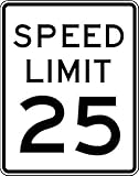 Street & Traffic Sign Wall Decals - Speed Limit Sign 25 mph - 12 inch Removable Graphic