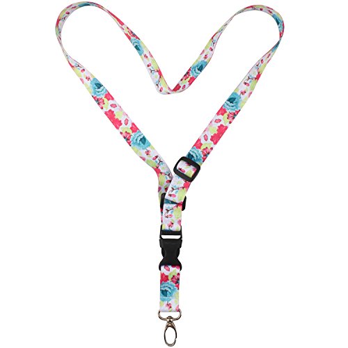 Office Lanyard, Wisdompro Adjustable Length, Polyester Neck Strap with Oval Clasp & Detachable Buckle for ID, Name Tag, Company Badge Holder, and Keys - Dahlia