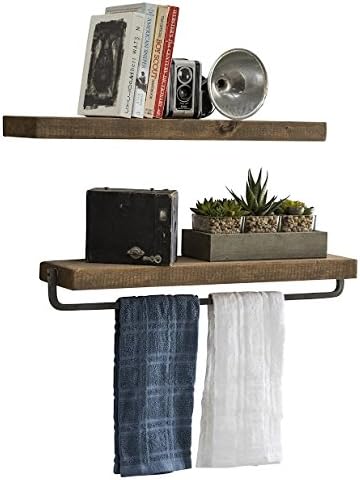 Del Hutson Designs True Floating Towel Holder Set (Dark Walnut, 24 Inch)