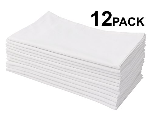 Cotton Craft 12 Pack Flour Sack Kitchen Towel Napkins - 100% Pure Ringspun Cotton - White - 28x28 Heavy Weight 900 Gram / 32 Ounce Woven Low Lint Construction - Multi Purpose & Versatile