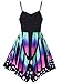 Aro Lora Women's Butterfly Printed Lace up High Waist A Line Irregular Swing Dress Medium Green Pink
