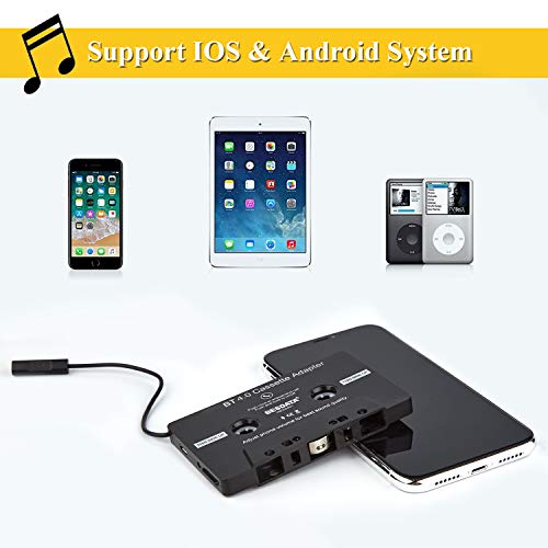 CICMOD Car Audio Cassette Adapter Tape Aux Receiver for iPhone iPod Android Samsung Black - Thumbnail 4