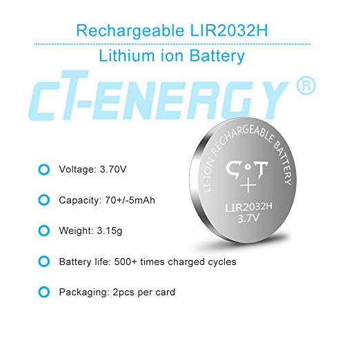 Rechargeable 2032 Batteries 3.7V Lithium Ion Coin Cell Batteries,4pcs