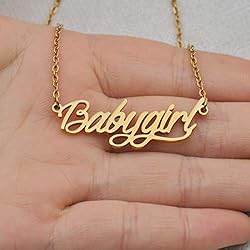 Aoloshow Gold Babygirl Name Necklace Stainless